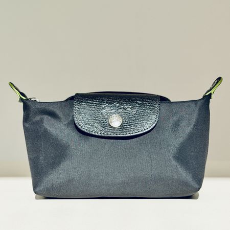 Longchamp Pochette Le Pliage Schwarz/Schwarz mit Limegrün