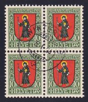 J26, GL Viererblock, ZT-Stempel "WINTERTHUR". SBK 130.-