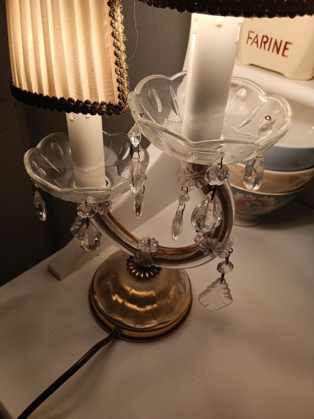 Lampade: antike abat jour mit kristall – Usato da Ambrì venduto da Maerz87 3