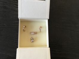Echte Silber sett  creole Ring Anhänger 925 vergoldet