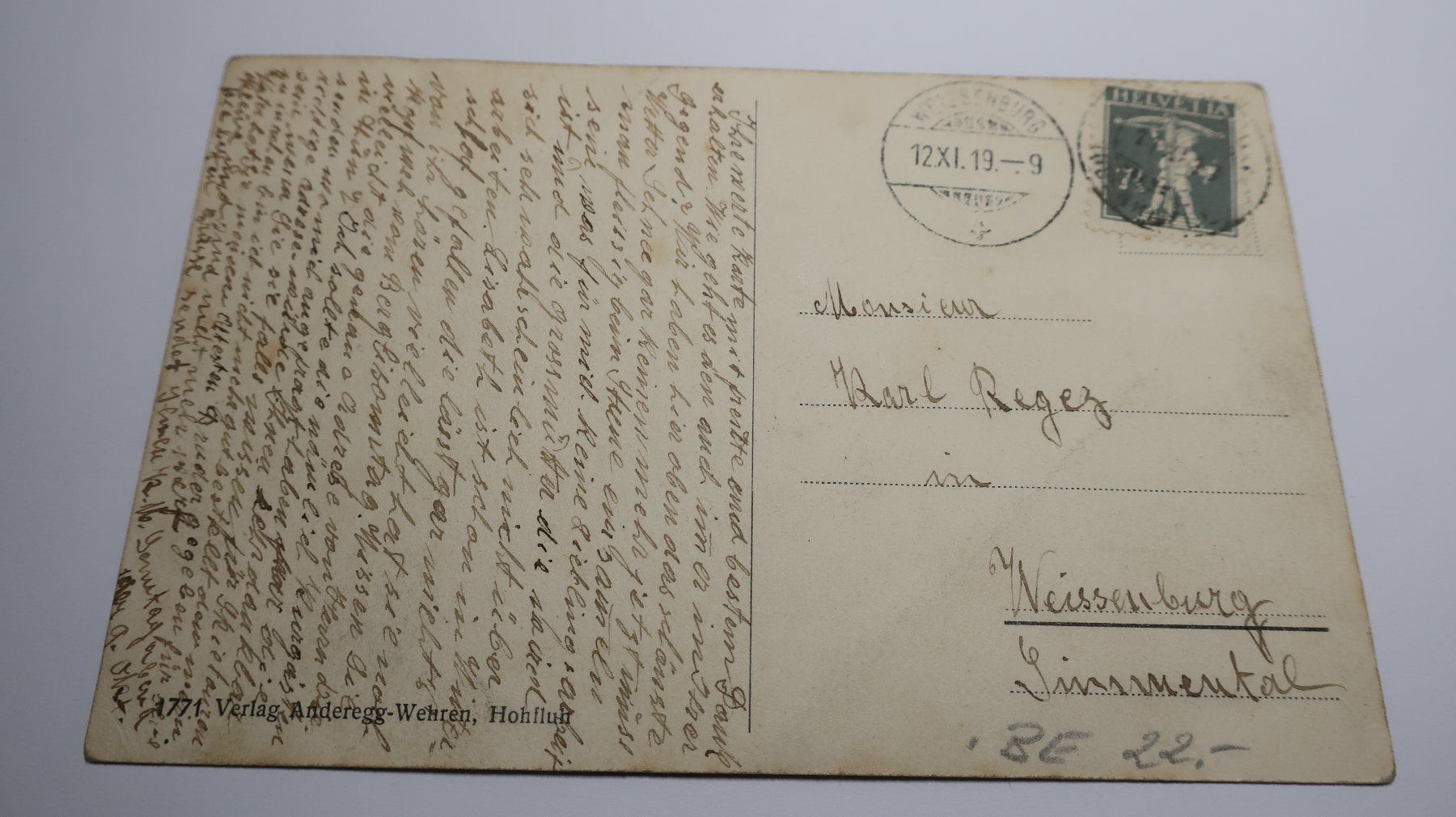 Cartoline postali: Hohfluh  1919 – Usato da Cormoret venduto da Pascalll2001 3