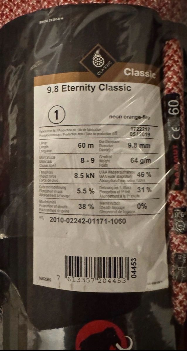 Mammut Attrezzatura da arrampicata: Mammut Seil 9.8 Eternity Classic Klettern 60 m – Nuovo e nell'imballaggio originale da Thayngen venduto da Jacky_L 1