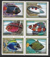 Ajman/Manama Serie 777-784 + Blöcke tropische Fische ** 1972
