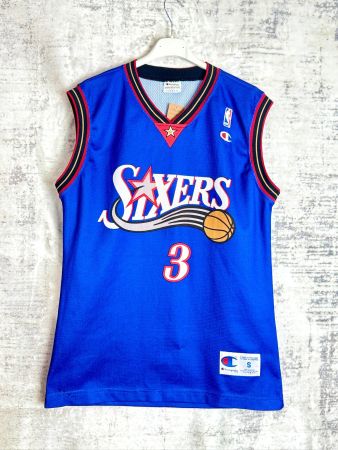 VINTAGE CHAMPION PHILADELPHIA 76ERS "A. IVERSON" JERSEY Sz:S