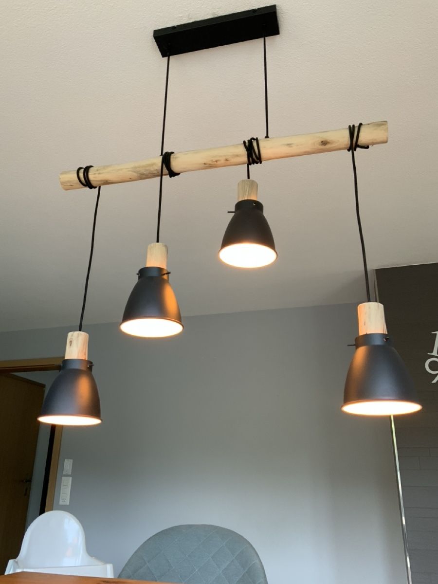 Kronleuchter & Deckenlampen: Pendelleuchte mit 4 Leuchten Holz/ Metall – Gebraucht aus Duggingen von firedog144 3