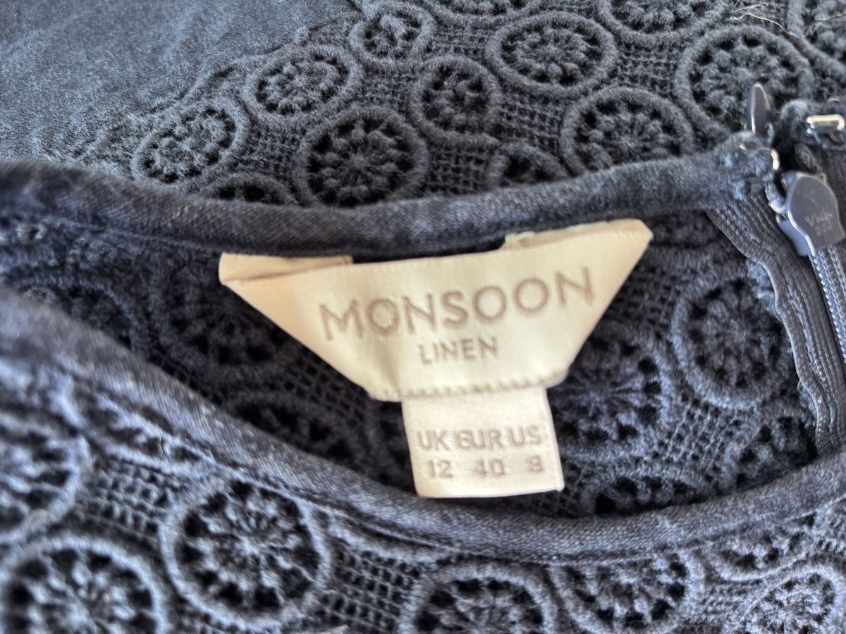 Vestiti: MONSOON - Robe en Lin Blue Marine - 40 – Usato da Chardonne venduto da teenyweeny 5