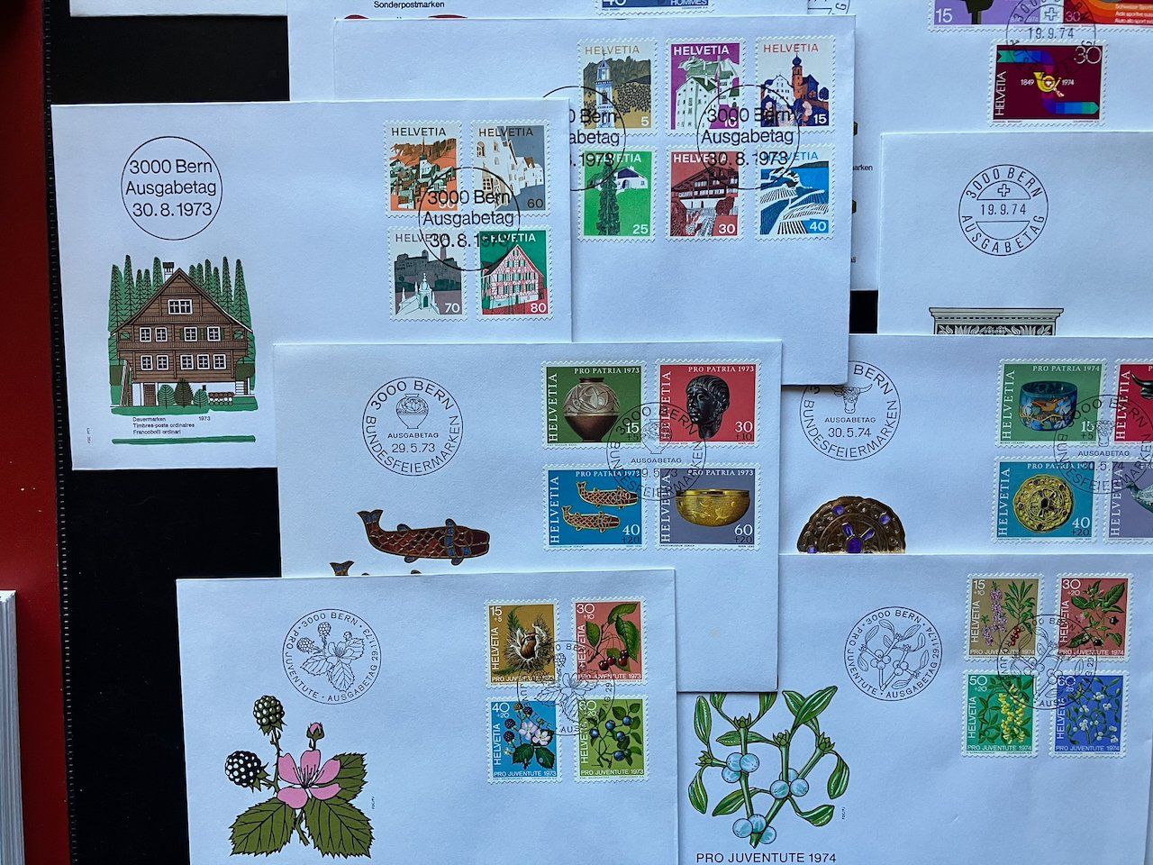 Alle Briefmarken: FDC Schweiz 1973-75 komplett – Gebraucht aus Nesslau von zueri6 2