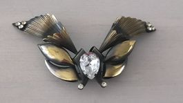 Elegante Vintage Brosche mit Strasssteinen,