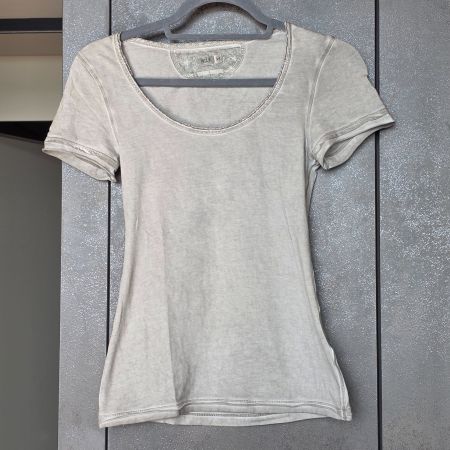 🐸 NILE T-SHIRT GREIGE XS SCHÖNE ZIER RÄNDER TOP ZUSTAND