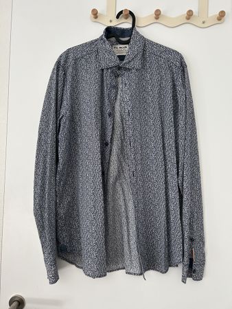 Herren Hemd Pil Noir blau gemustert langarm top Zustand 