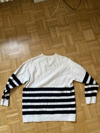 Gestreifter Pullover Mango - Schwarz/Weiss