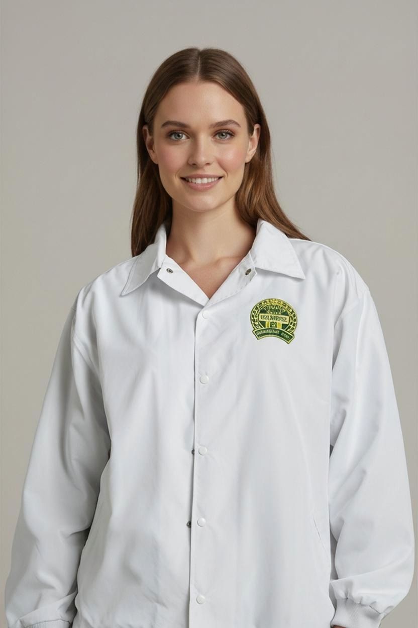 Giacche: Weiße Windbreaker-Jacke mit gesticktem Aufnäher – Usato da Zug venduto da vinokilo
