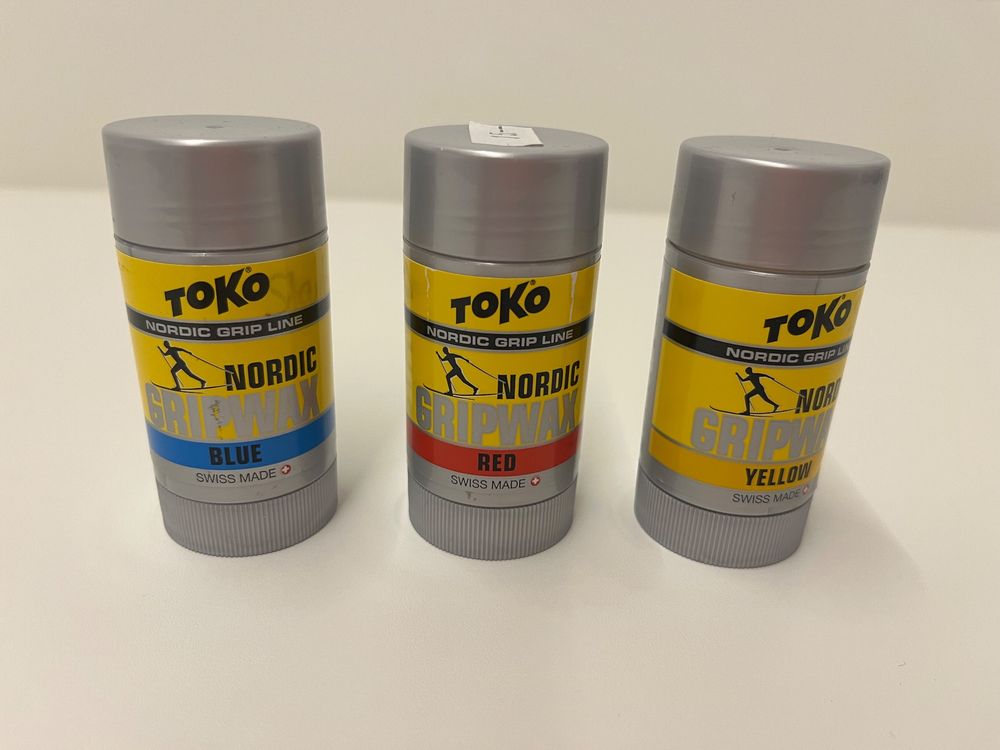 Set Toko nordic Grip Wax: blau, rot und gelb (Gebraucht) in St. Moritz ...