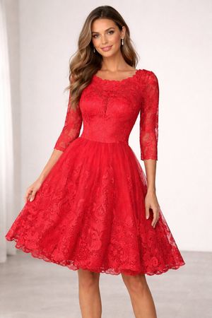 Robe dentelle rouge t.36 neuve