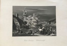 Stahlstich um 1850 - Winterlandschaft, A.H. Payne