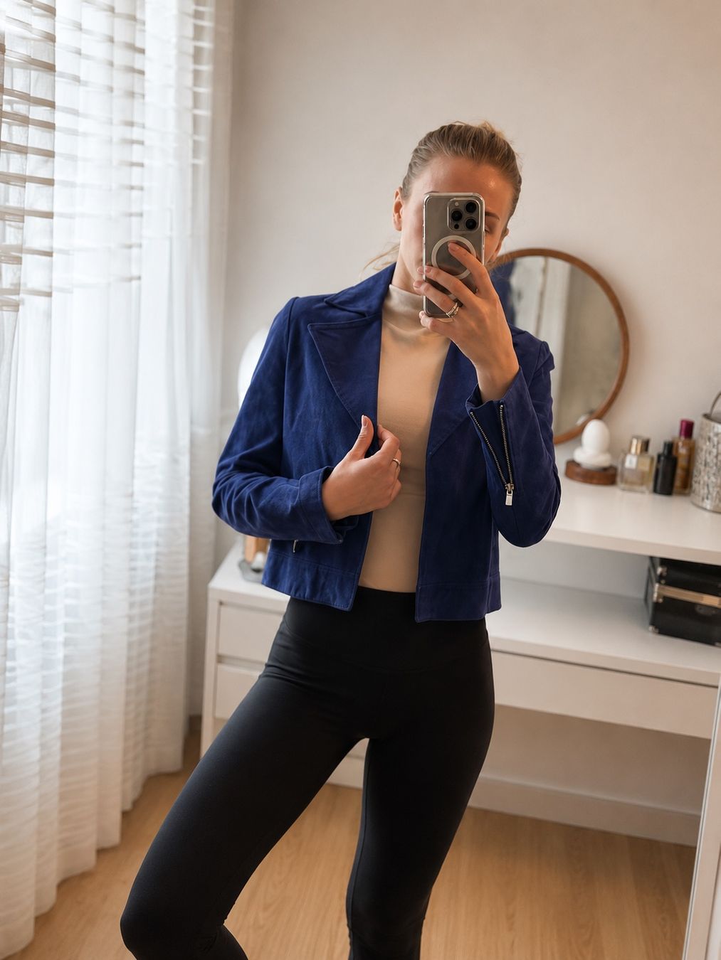 Giacche: Blue natural suede leather jacket, S – Usato da Sattel venduto da Zlata1 1