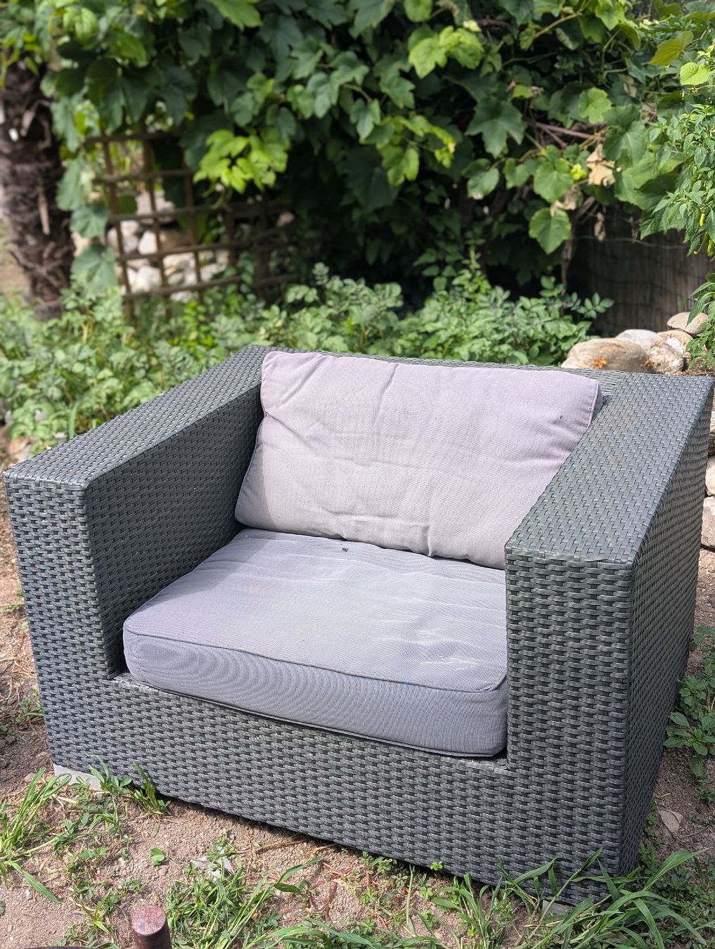 Sessel: Gartenmöbel 4-teilig anthrazid gebraucht – Gebraucht aus Uerikon von Augustine07