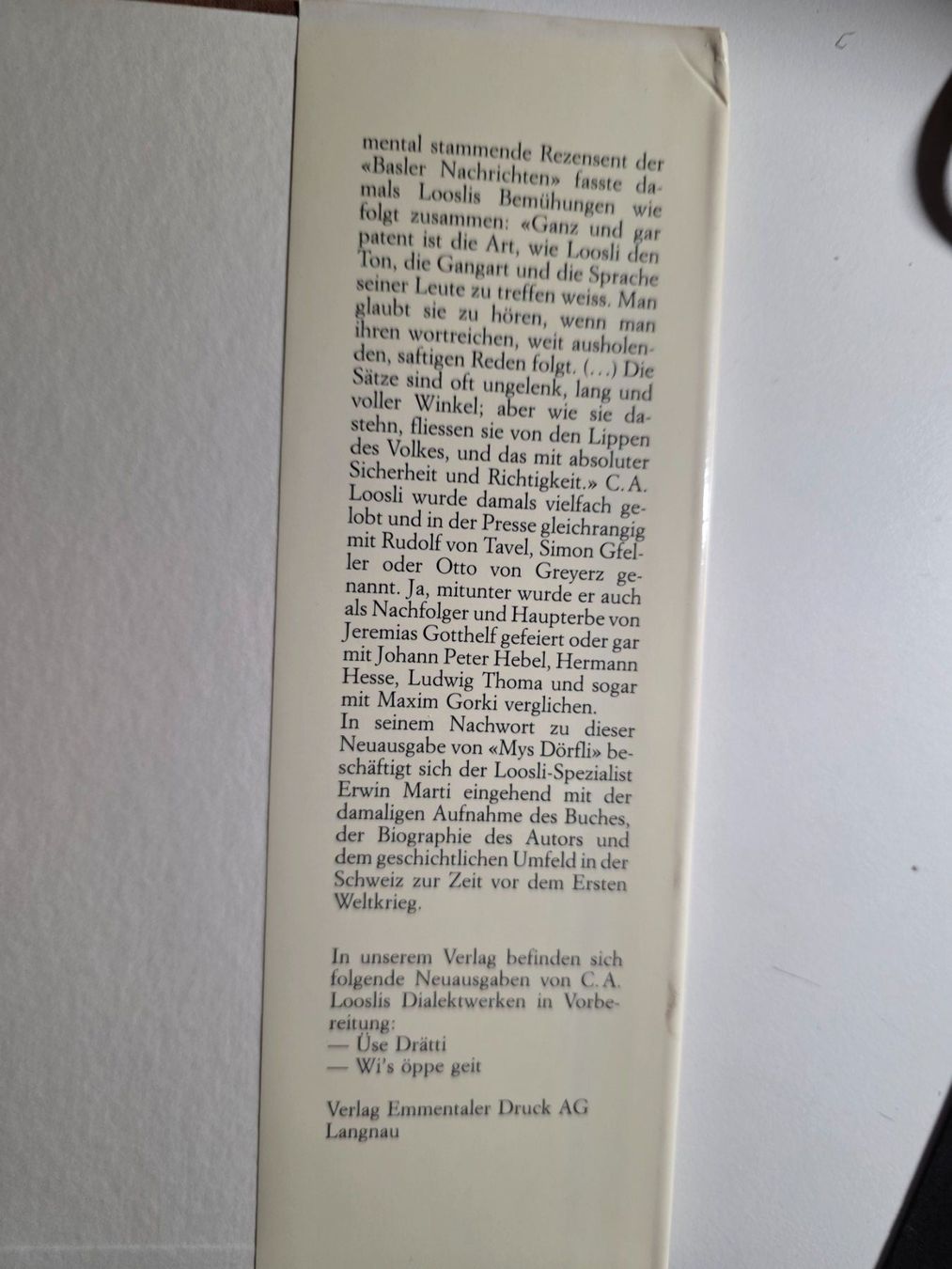 Libri: Mys Dörfli - C.A. Loosli - 1987 – Usato da Walterswil BE venduto da Lonitti 4