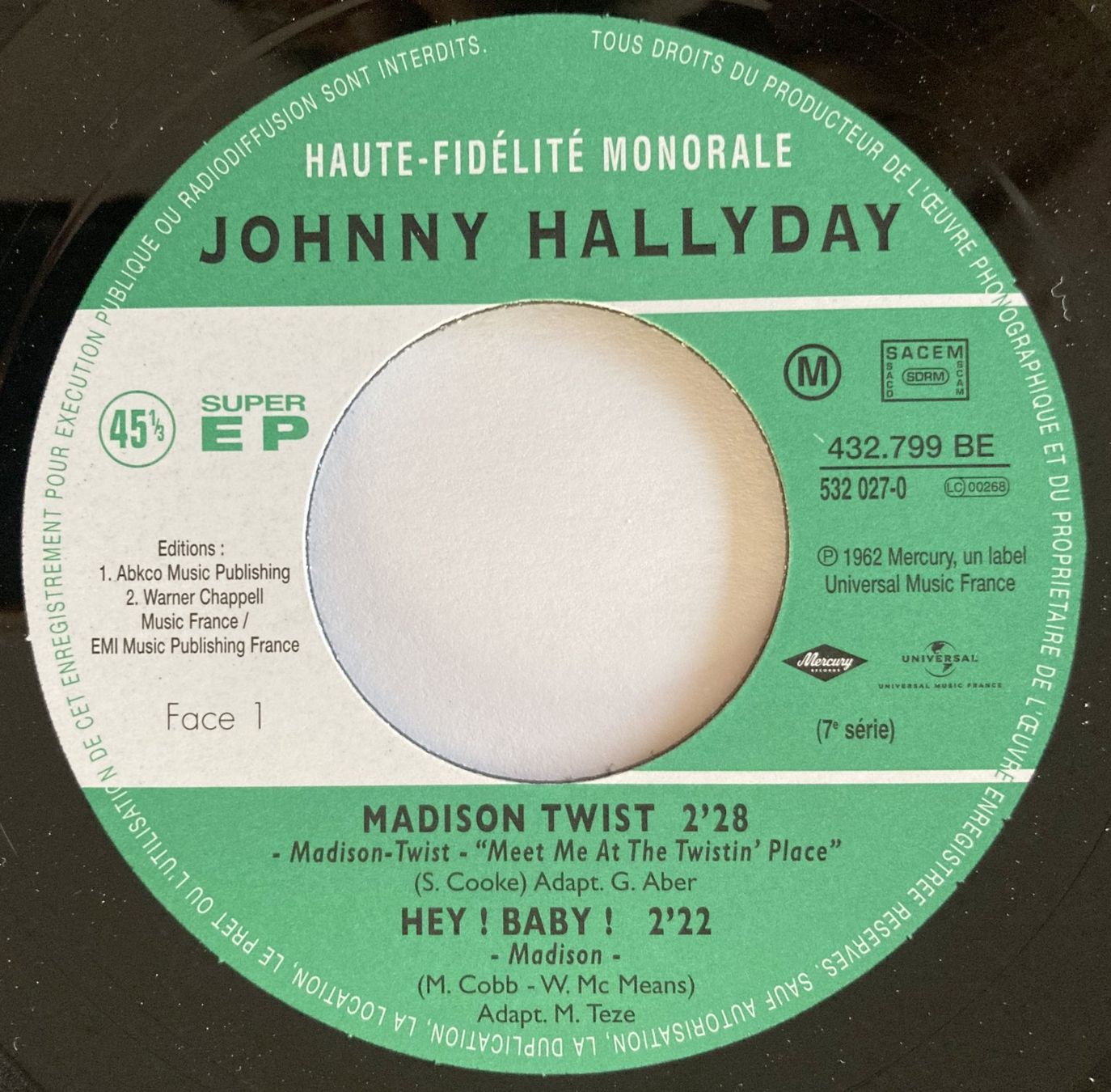 Schallplatten: JOHNNY HALLYDAY - MADISON TWIST – Gebraucht aus Bottens von hotter-than-hell 2