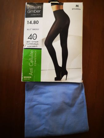 Ellen amber Strümpfe graublau / Collants gris bleu M