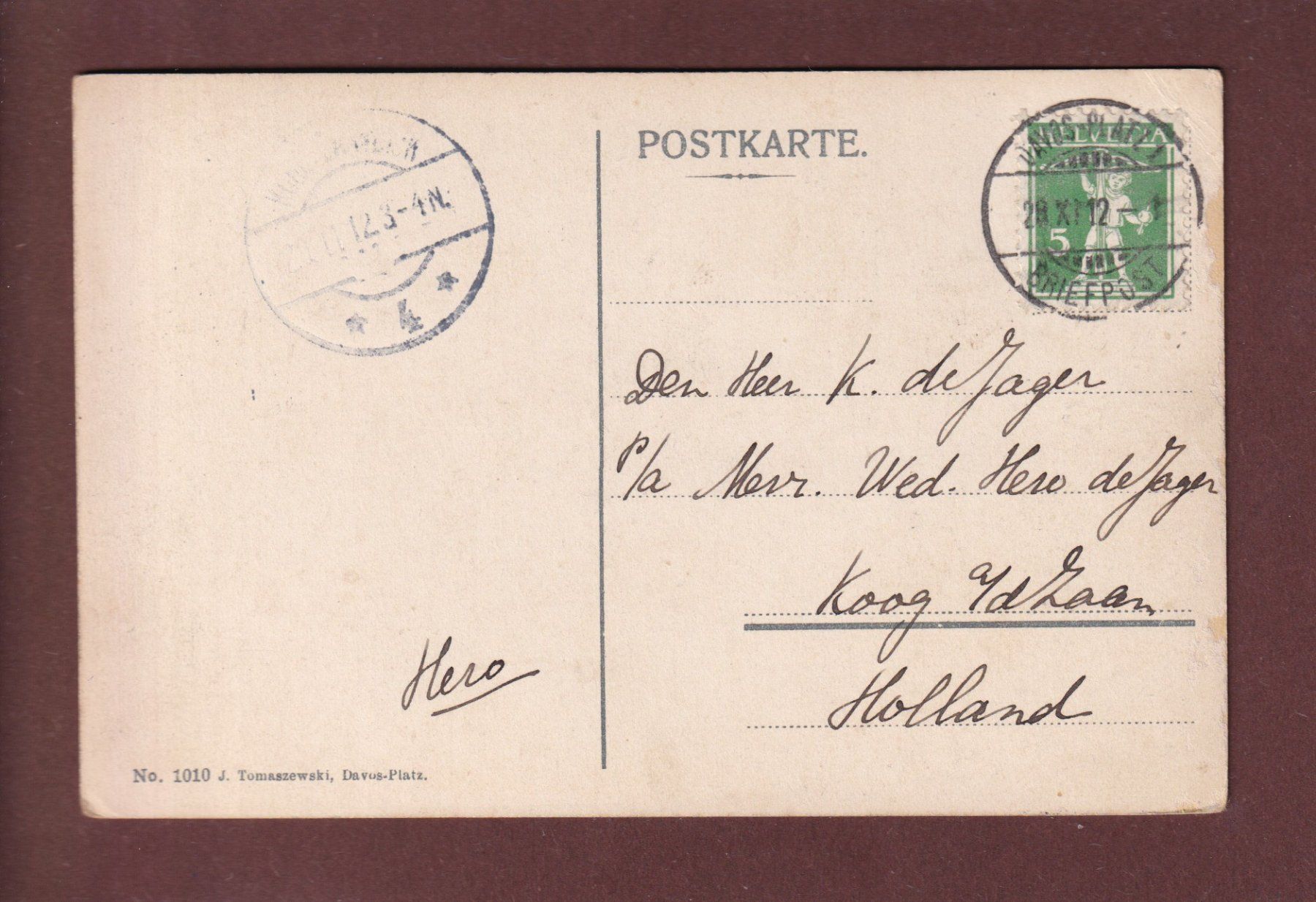 Cartoline postali: DAVOS im Winter - 1912 – Usato da Pully venduto da nicecards 1
