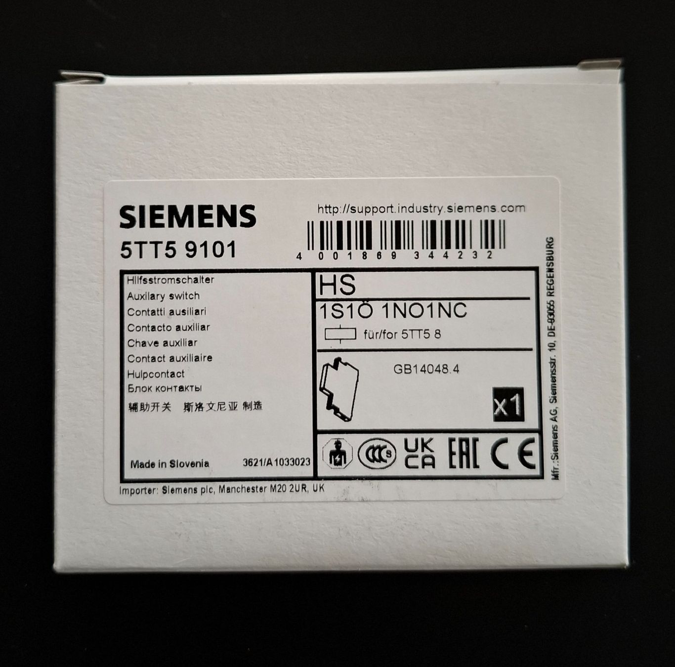 Siemens Interruttori: Hilfsstromschalter - Siemens 5TT5 9101 – Nuovo e nell'imballaggio originale da Reinach BL venduto da HT20 3