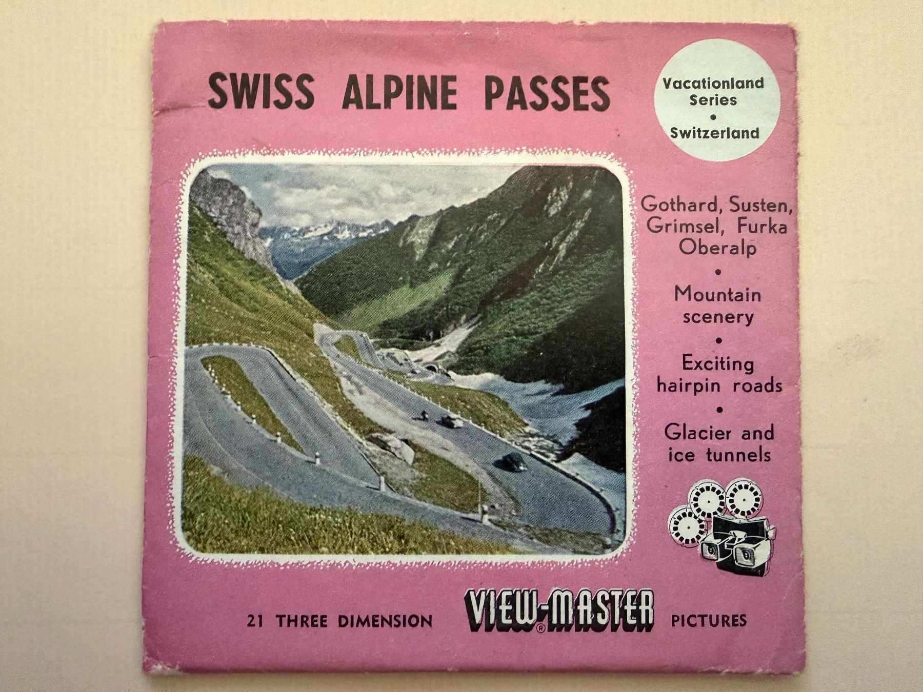 View-master Giocattoli: View-Master 3D: Nr. 2007, 2008, 2052 SWISS ALPINE PASSES – Usato da Tegerfelden venduto da siebenmacky