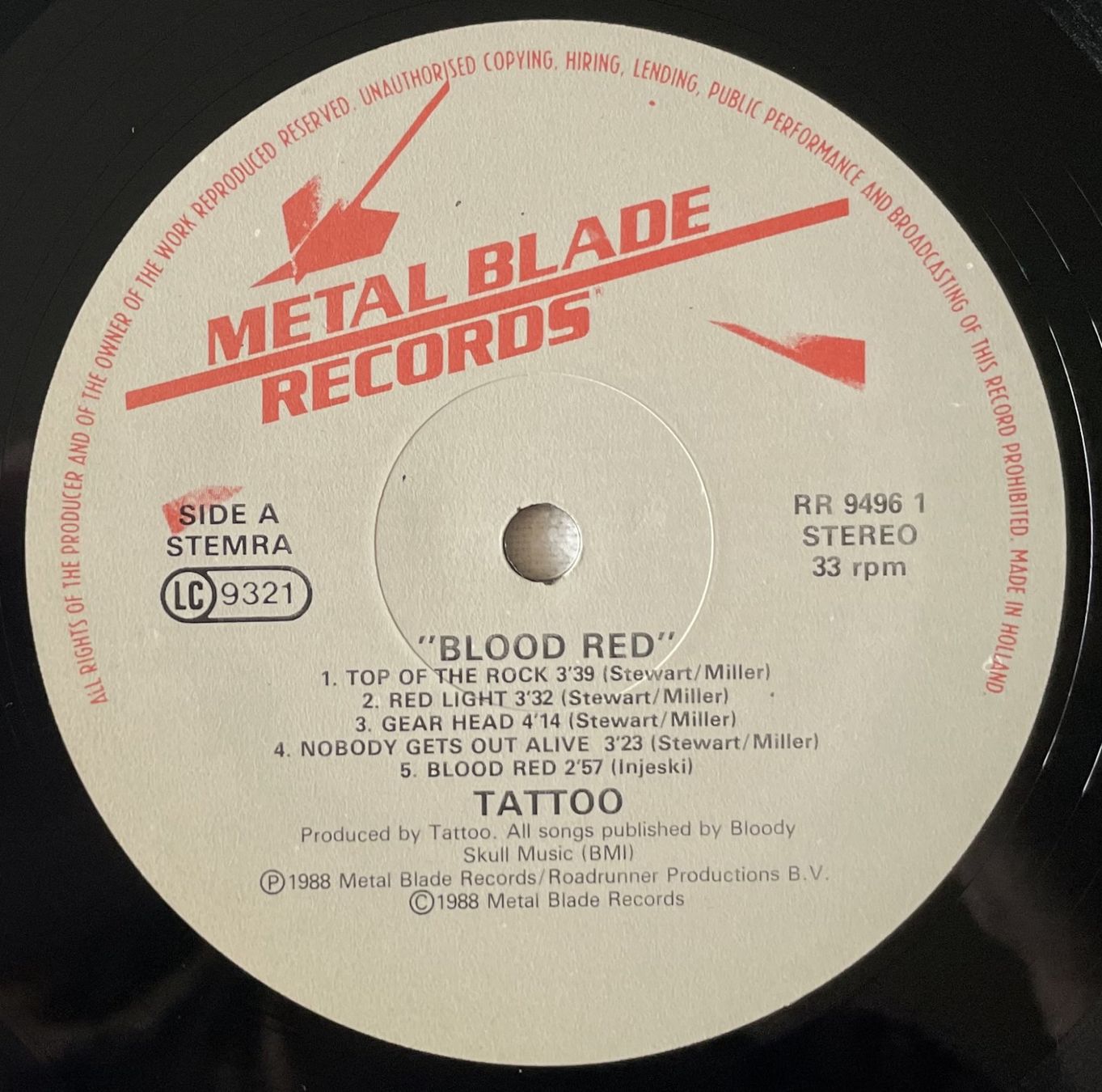Schallplatten: Tattoo - Blood Red - LP - 1988 - First Press - Roadrunner – Gebraucht aus Uster von Zardodel 4
