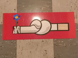Blechschild nicht Rauchen Vintage Rot Blume