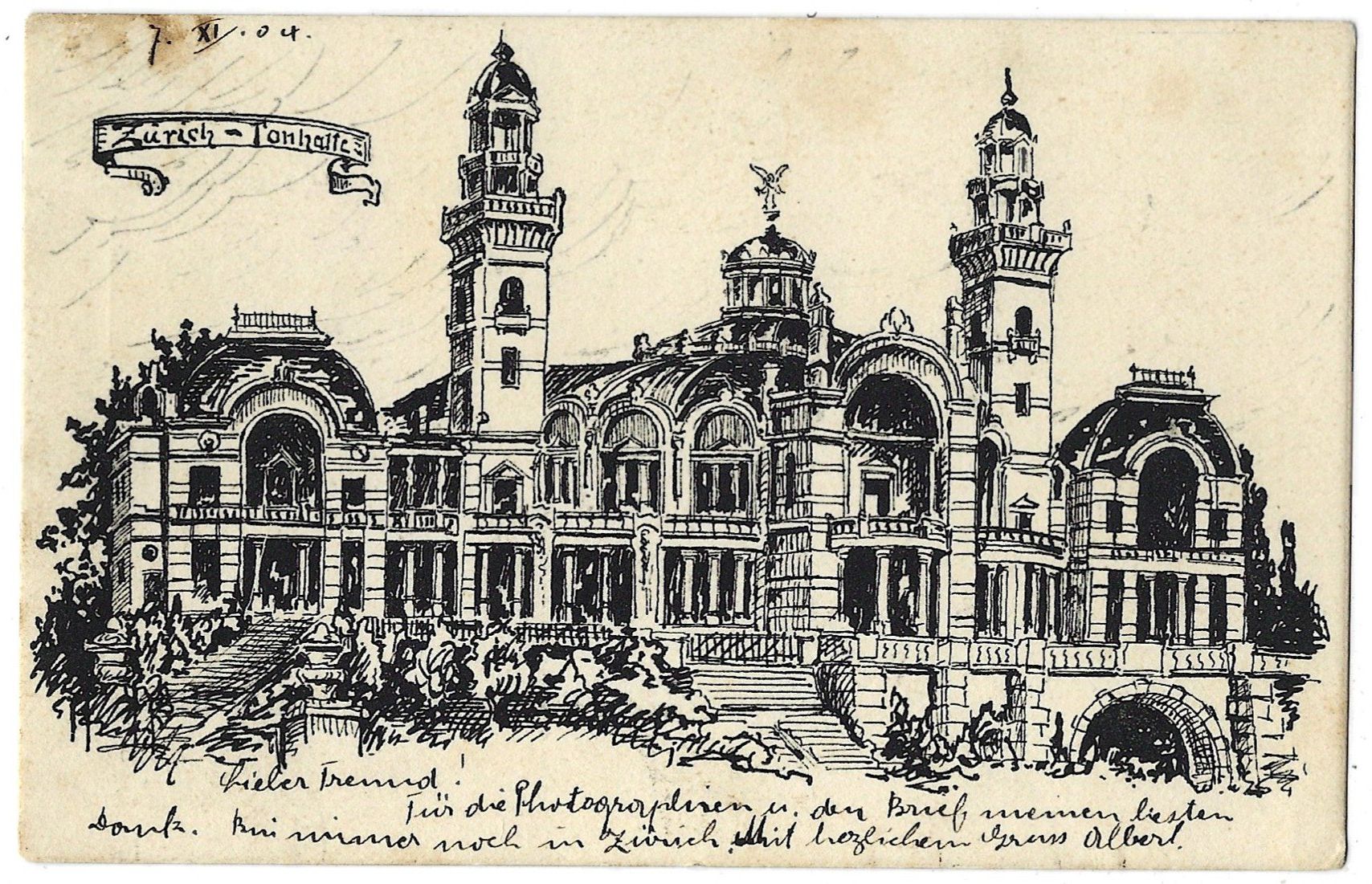 Cartoline postali: Zürich  --  Tonhalle – Usato da Bütschwil venduto da Jackson1A