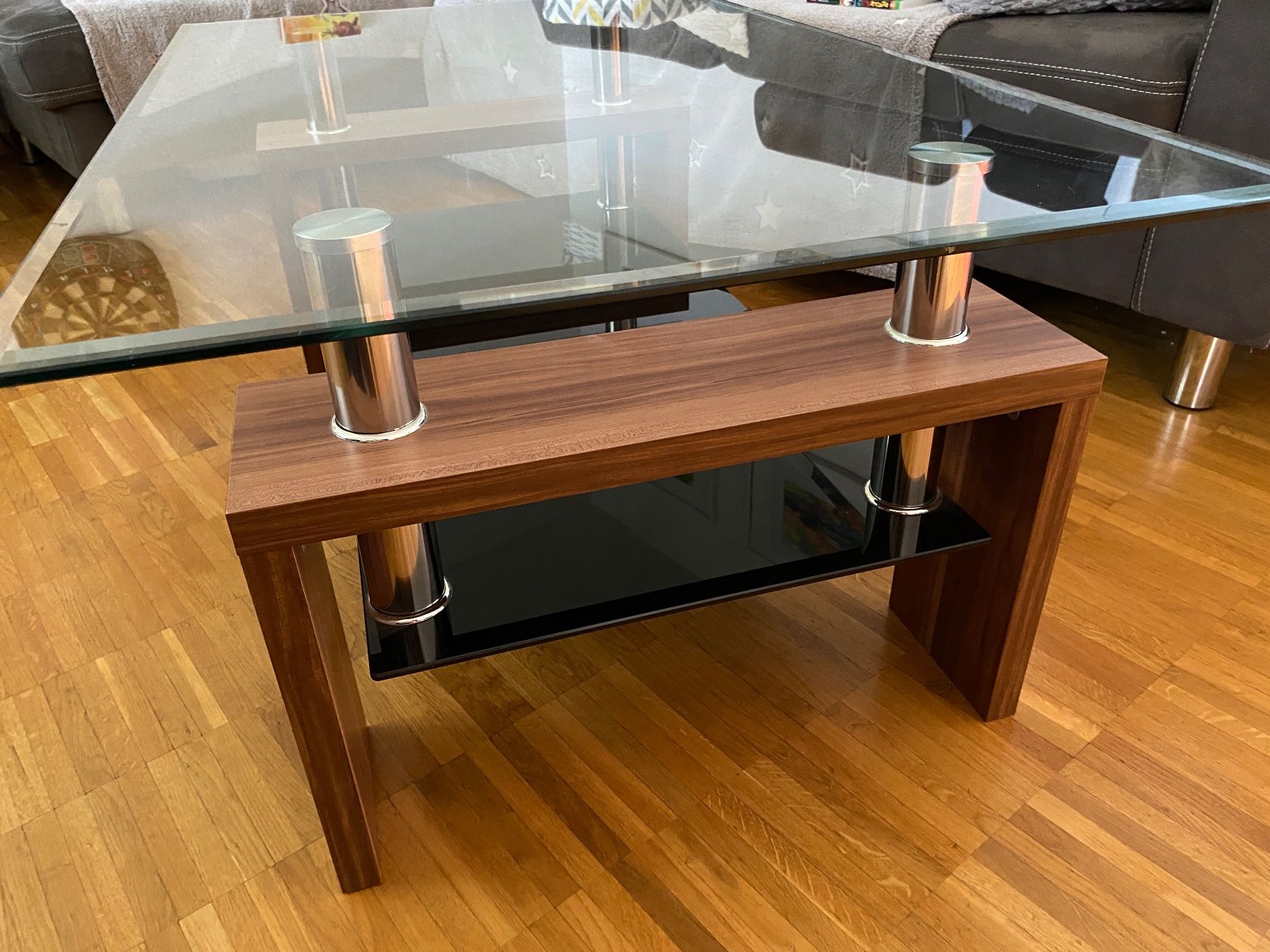 Tavoli: Couchtisch Glas und Holzoptik mit Ablage – Usato da Tübach venduto da ist_f2hx 1