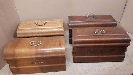 4 Antike Nähmaschinen-Holzkoffer