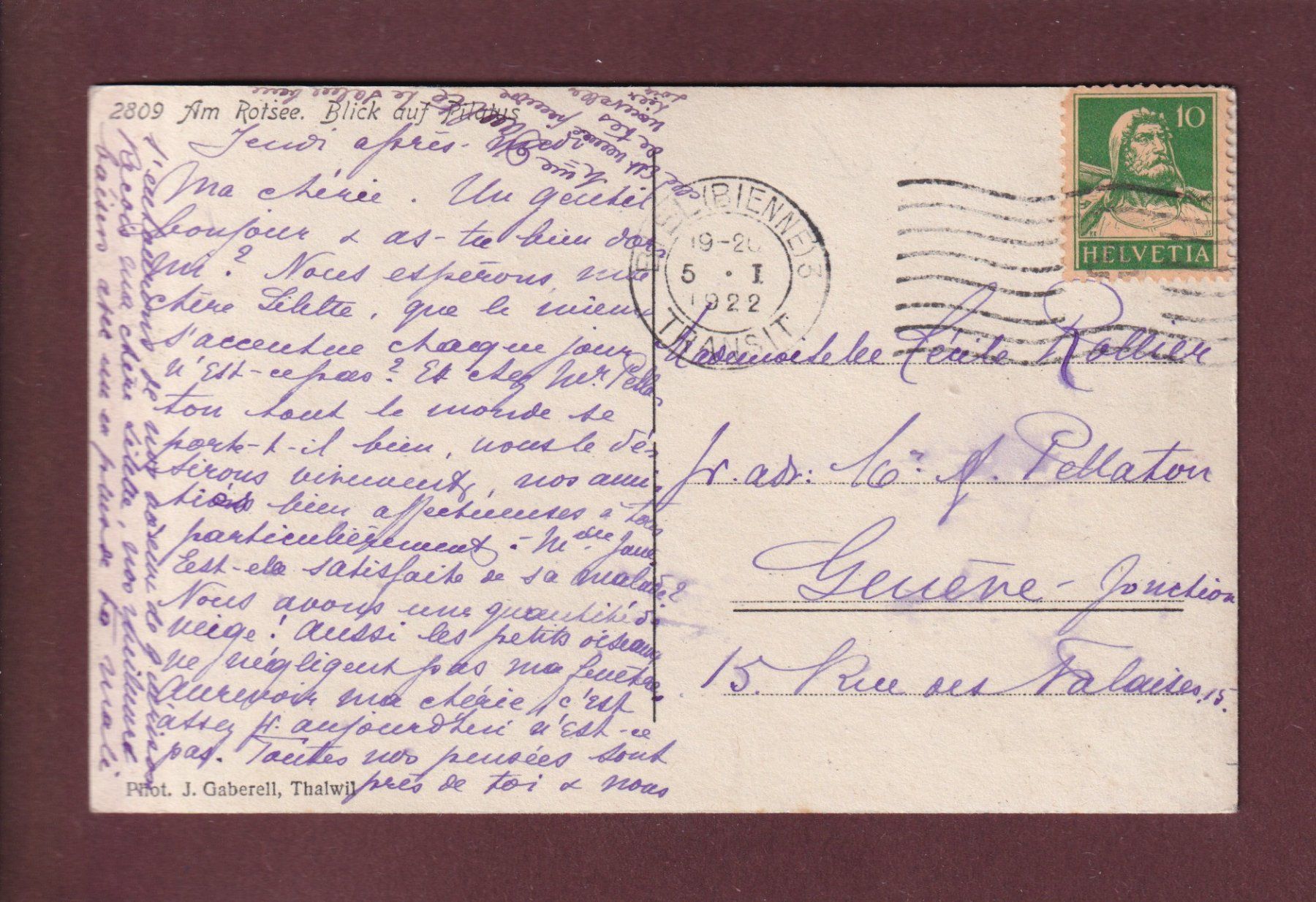 Cartes postales: Am ROTSEE - Pilatus - 1922 – D'occasion à Pully par nicecards 1