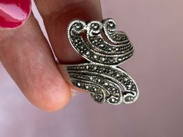 Silberring 925 Markasit Gr. 54 Jugendstil Art Deco