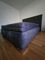 Boxspringbett 160x200 cm dunkelgrau mit gestepptem Kopfteil