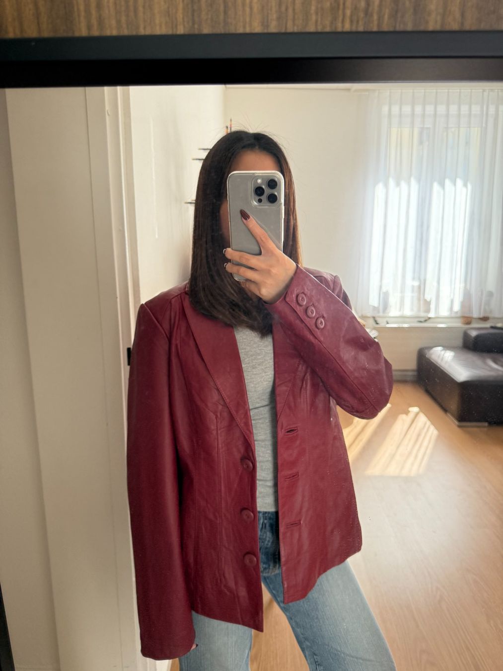 Jacken: Red wine leather blazer – Gebraucht aus St. Gallen von trxcy 3