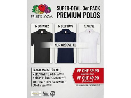 Premium Polos 3er-Pack (Kombi Pack) NEU Grösse XL
