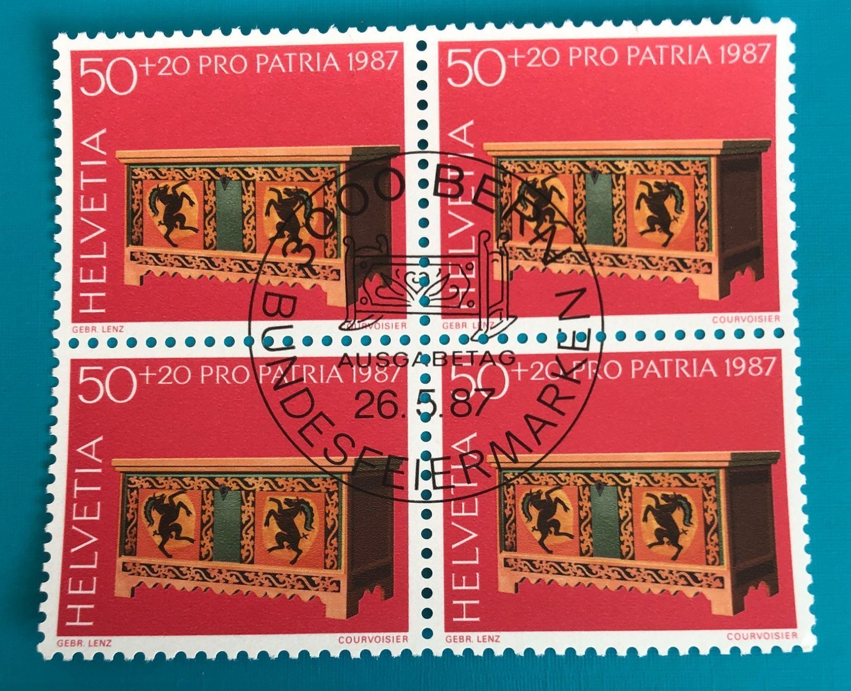 Alle Briefmarken: 4 er Block Nr.B 216 mit Stempel Bern – Gebraucht aus Aarau von Billa007