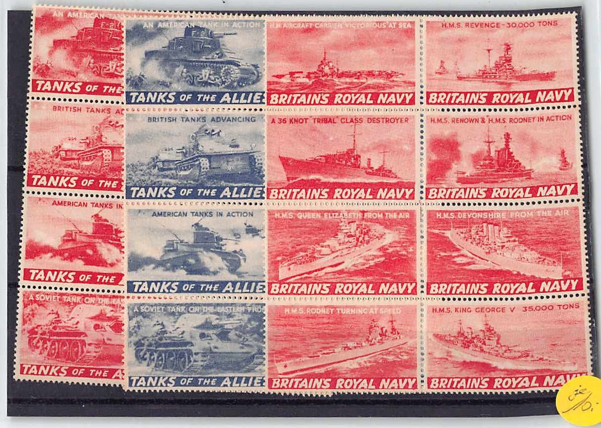 Alle Briefmarken: 24 Werbevignetten BRITISH NAVY - BRITISH TANKS – Gebraucht aus Winterthur von SchatzchischtliWinti