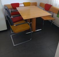 Stuhl Set 4 Stühle Polster Metallgestell Leder Optik GelbRot