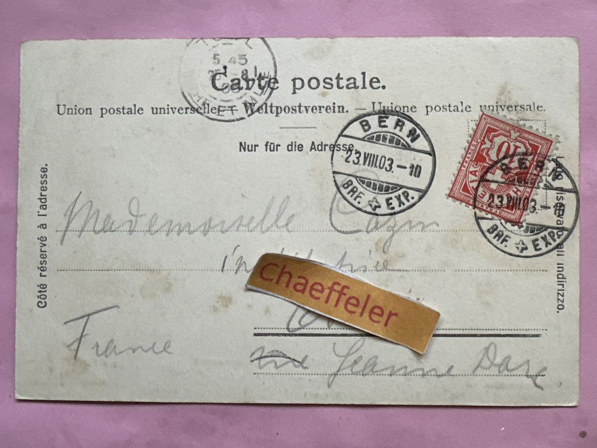 Cartoline postali: 1903 Bern Kornhausbrücke und Alpenpanorama – Usato da Zürich venduto da Chaeffeler 1