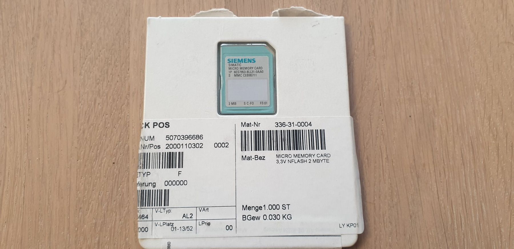 Siemens Speicherkarten: Simatic S7-300 Memory Card 2MB – Neu und originalverpackt aus Rapperswil BE von SF-15