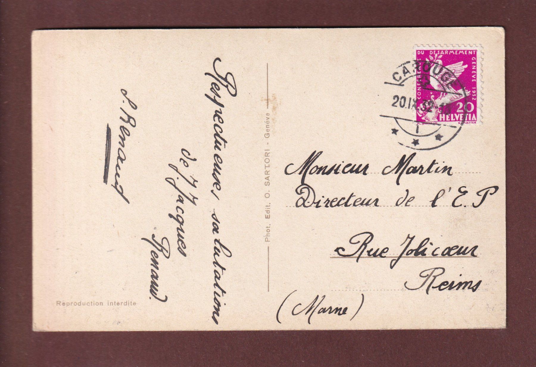 Cartoline postali: GENEVE - La Rade - Bateaux CGN - 1932 – Usato da Pully venduto da nicecards 1
