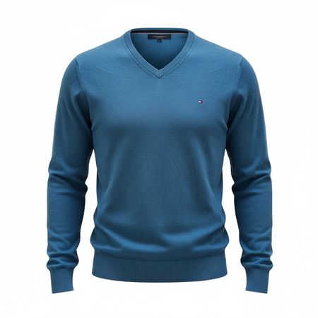 Pull Tommy Hilfiger bleu  coton cachemire