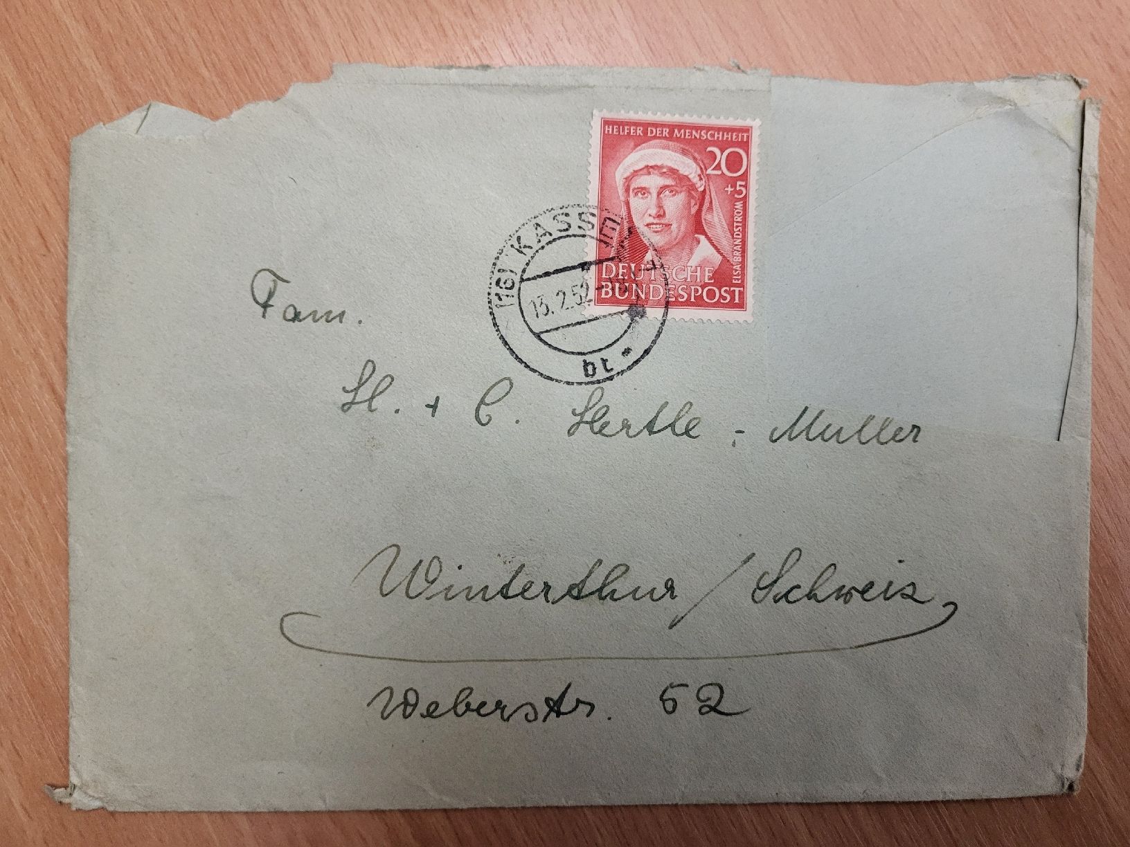 Tous les timbres: 1952, Brief nach Winterthur von Kassel – D'occasion à stäfa par brandy66
