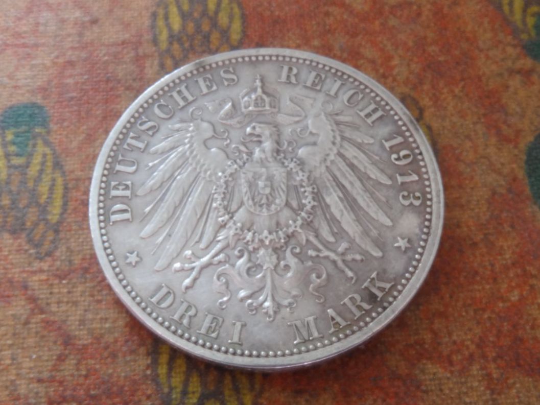 Tutti le monete: DEUTSCHLAND 3 Mark E  1913  Deutsches Reich – Usato da Romanel-sur-Lausanne venduto da Swift13