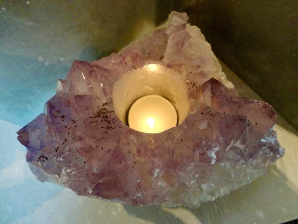 Edelsteine: Wndlicht - Amethyst  mit Rechaudkerze /Unikat – Neu (gemäss Beschreibung) aus Biberist von tl-schmuck