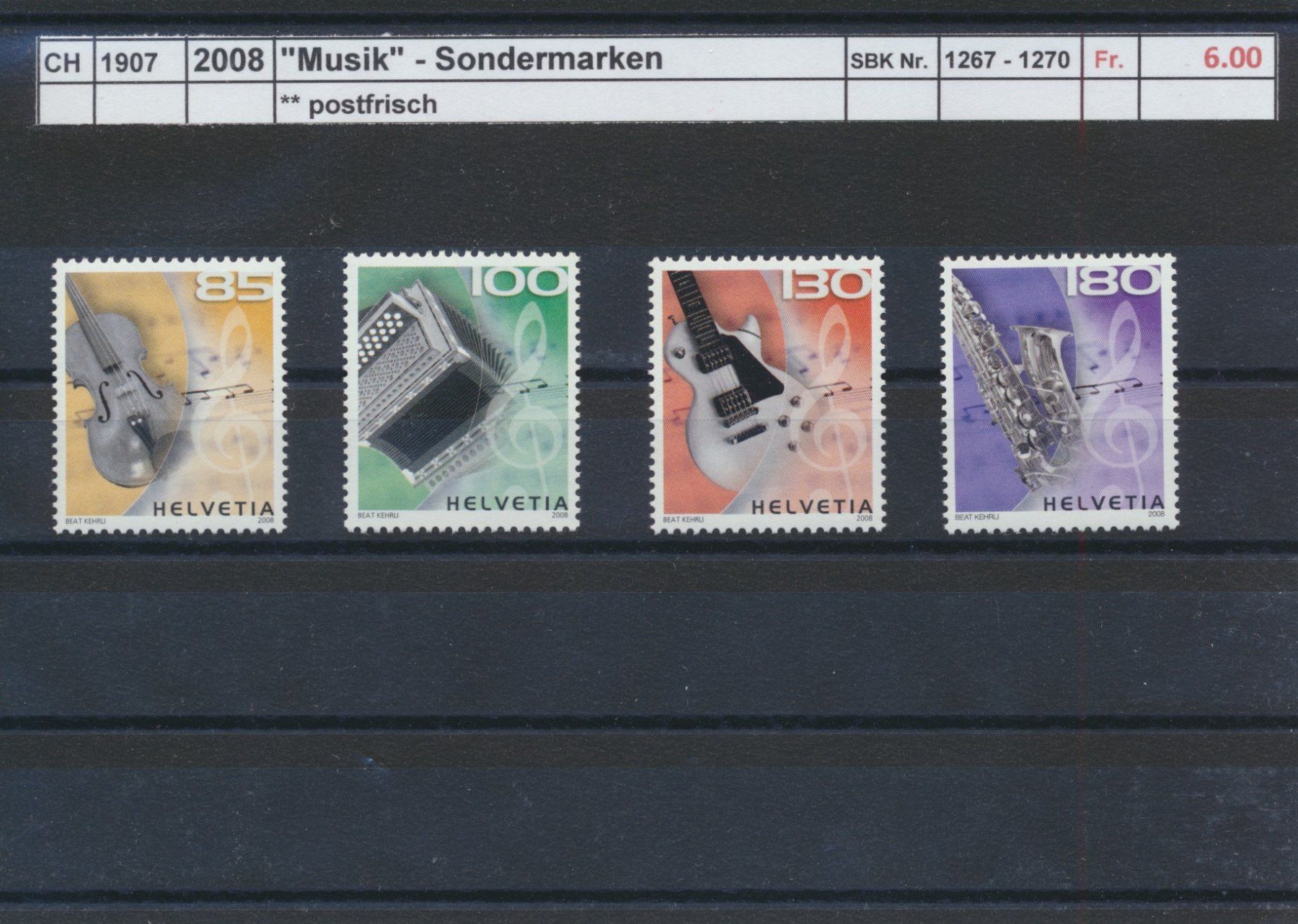 Tous les timbres: 2008 "Musik" - Sondermarken, ** postfrisch – Neuf (Voir description) à Winterthur par Zupogeru