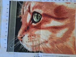 Handgemachtes Katzen-Kreuzstichbild – Wanddeko