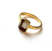 Ring Rauchquarz eckig rechteckig Baguette 925 gold 49